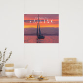 Sailboat Sunset Oranje Gold Paars Sky, White Text Poster (Keuken)