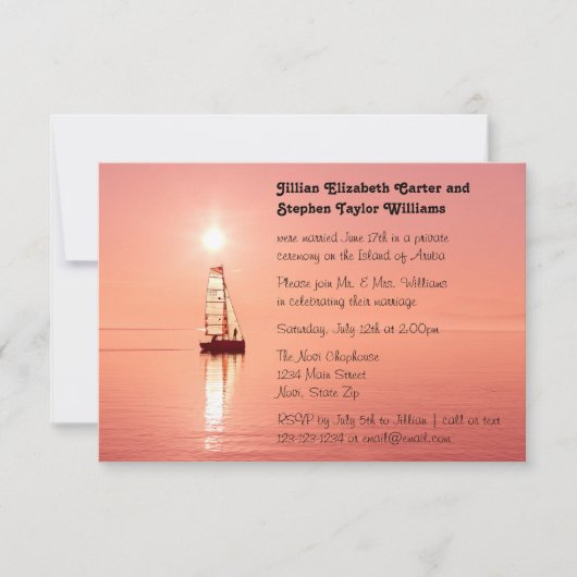 Sailboat Sunset Photo - 3x5 Wedding Announding Kaart (Voorkant)