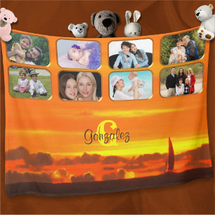 Sailboat Sunset Photo Collage 1300 Fleece Deken