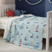 Sailboat, Wave and Whale Pattern ID1228 Fleece Deken