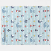 Sailboat, Wave and Whale Pattern ID1228 Fleece Deken (Voorkant (Horizontaal))