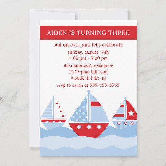 SAILBOATS Birthday Invitation Kaart (Voorkant)