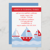SAILBOATS Birthday Invitation Kaart (Voorkant / Achterkant)
