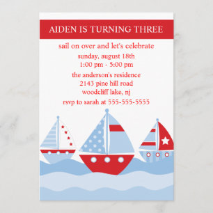 SAILBOATS Birthday Invitation Kaart