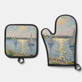 Sailboats New England Summer Ovenwant & Pannenlap Set