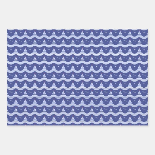 Sailboats On A Striped Sea Pattern Inpakpapier Vel (Voorkant 2)