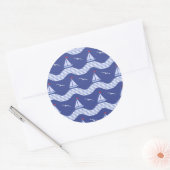Sailboats On A Striped Sea Pattern Ronde Sticker (Envelop)
