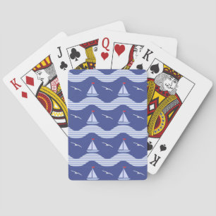 Sailboats On A Striped Sea Pattern Speelkaarten