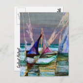 Sailboot Abstract Turquoise Zee Briefkaart (Voorkant / Achterkant)
