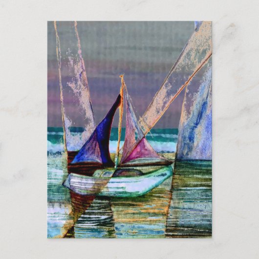 Sailboot Abstract Turquoise Zee Briefkaart (Voorkant)