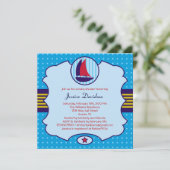 Sailboot Boy Baby shower Uitnodiging (Staand voorkant)