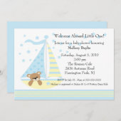 Sailboot Boy Baby shower Uitnodiging (Voorkant / Achterkant)