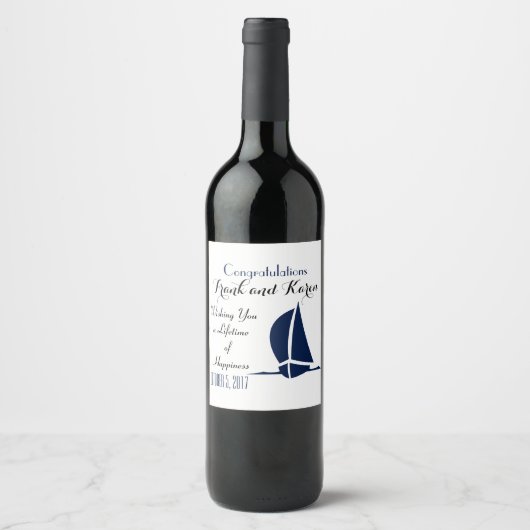 Sailboot Gefeliciteerd Wijn Etiket (Voorkant)