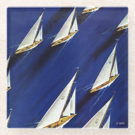 Sailboot Regatta van Ski Weld Glazen Onderzetter (Voorkant)