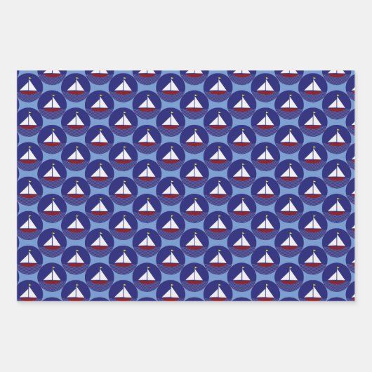 Sailboot Sailing Design Wrapping Paper Set (Voorkant 2)