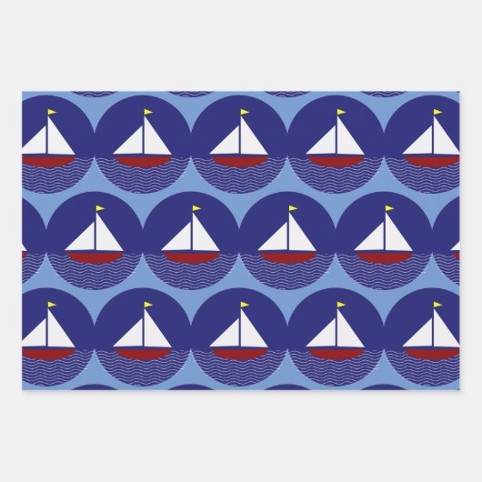 Sailboot Sailing Design Wrapping Paper Set (Voorkant)