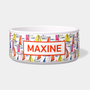 Sailboot Sailing Nautical Summer Pattern Pet Voerbakje