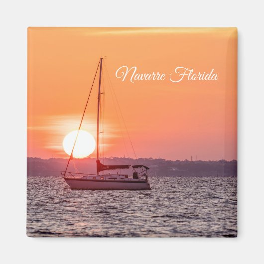 Sailboot Sunrise Square Magnet Magneet (Voorkant)