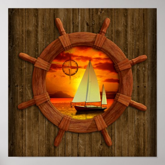Sailboot Sunset Poster (Voorkant)