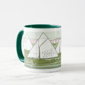  Sailboot Tile Art Coffee Mok (Voorkant links)