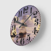 Sailboot Yacht Boat Clipper Ship Wall Clock Ronde Klok (Hoek)