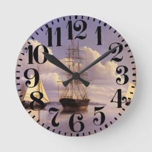 Sailboot Yacht Boat Clipper Ship Wall Clock Ronde Klok