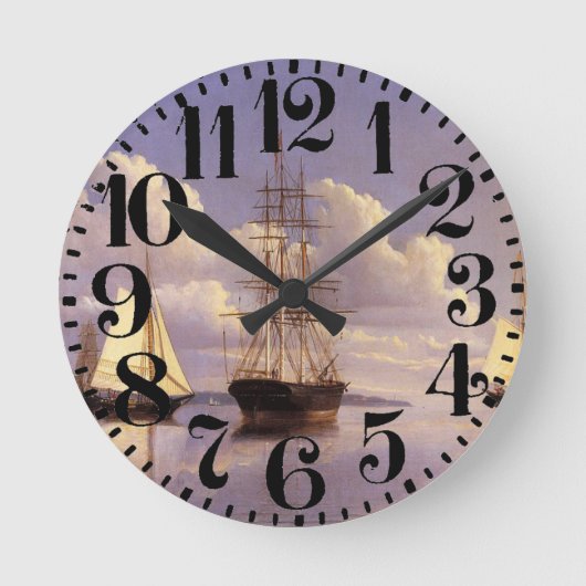 Sailboot Yacht Boat Clipper Ship Wall Clock Ronde Klok (Voorkant)