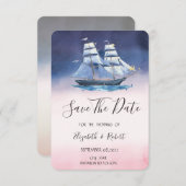 Sailbootsterren op Zee Nautical Save the Date (Voorkant / Achterkant)