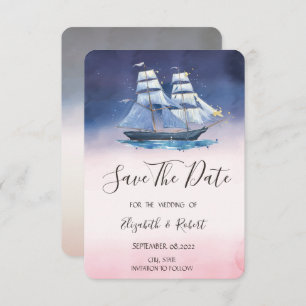 Sailbootsterren op Zee Nautical Save the Date