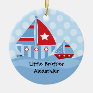 Sailboten Big & Little Brother kerstversiering Keramisch Ornament