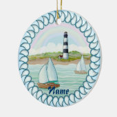 Sailboten Vuurtoren aangepaste naam ornament (Links)