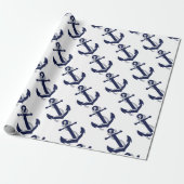 Sailing Anchor Navy Cadeaupapier (Uitgerold)