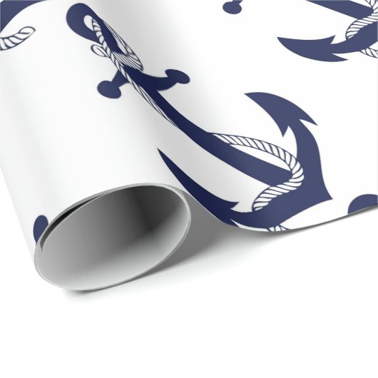 Sailing Anchor Navy Cadeaupapier (Rol Hoek)