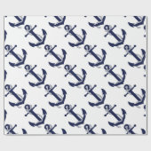 Sailing Anchor Navy Cadeaupapier (Vlak)