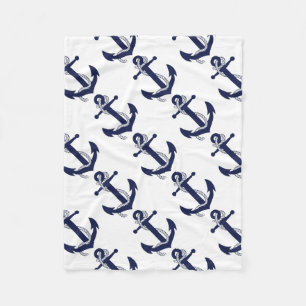 Sailing Anchor Navy Fleece Deken