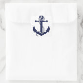 Sailing Anchor Navy Vierkante Sticker (Tas)