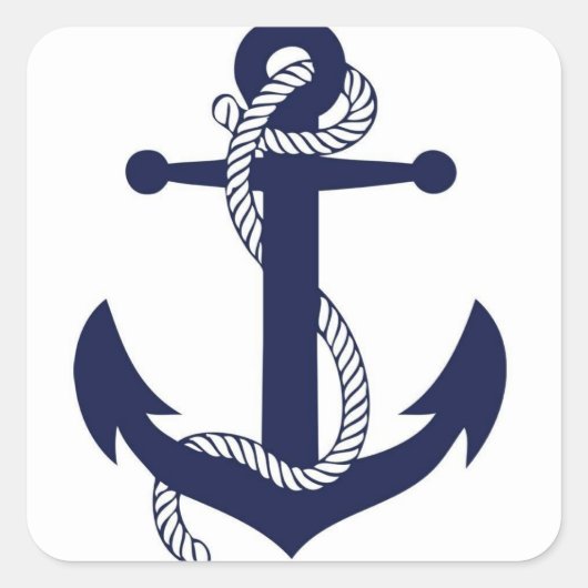 Sailing Anchor Navy Vierkante Sticker (Voorkant)