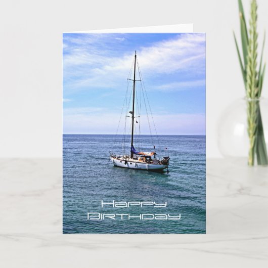 Sailing Boat Happy Birthday Card Kaart (Voorkant)