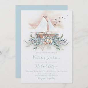 Sailing Boat Nautical Wedding Invitations