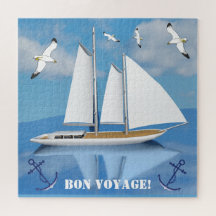 Sailing Boat on Calm Water, Bon Voyage.