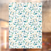 Sailing Boating Marine Shop Ocean Pattern Large Raamsticker (Vel 2)