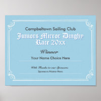 Sailing Club Competition Winner's Certificate Post