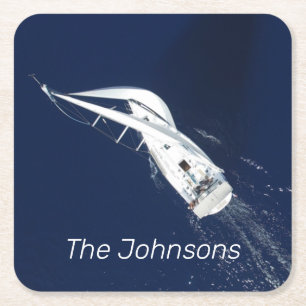 Sailing Freedom Bird's Eye Uitzicht Vierkante Kartonnen Onderzetter