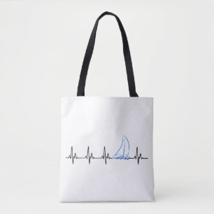 Sailing Heartbeat Funny Sailboat Draagtas