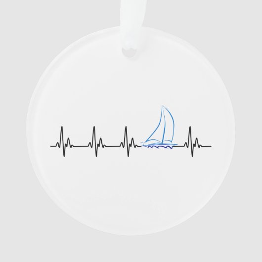 Sailing Heartbeat Funny Sailboat Ornament (voorkant)