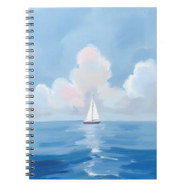 Sailing in Blue | Coastal Sailboat Ocean Painting Notitieboek