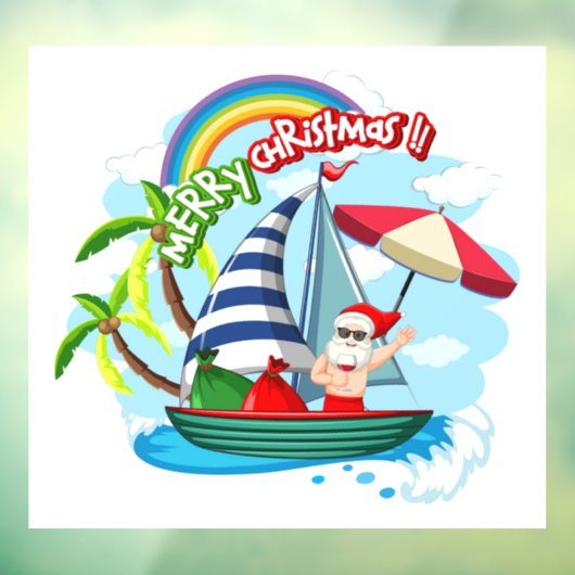 Sailing kerstkerstkerstman raamsticker (Vel 3)