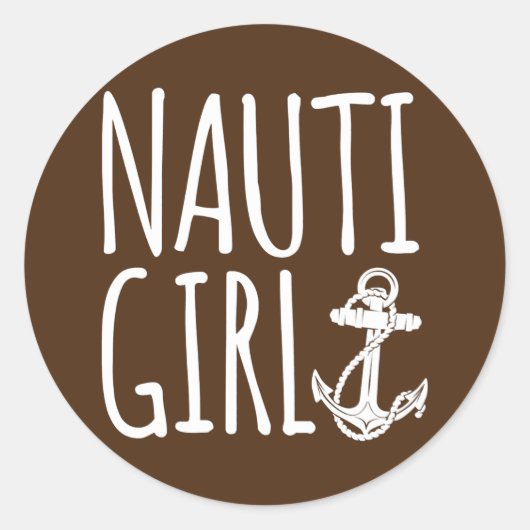 Sailing Nauti Girl Boating Ronde Sticker (Voorkant)