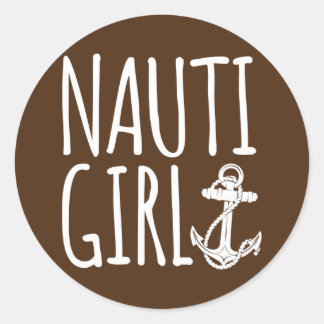 Sailing Nauti Girl Boating Ronde Sticker