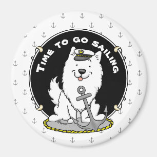 Sailing Nautical American Eskimo Dog Cute Eskie Magneet